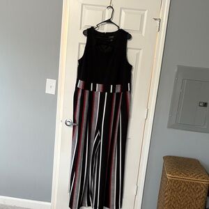 Ashro Black and Red Striped Jumpsuit